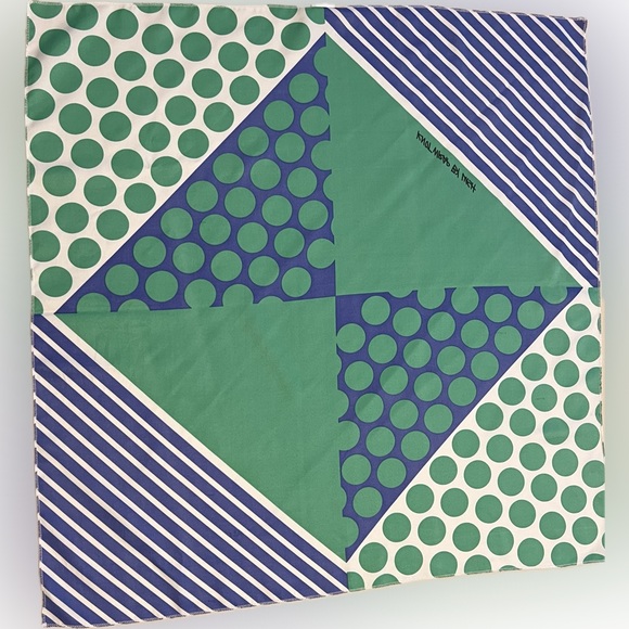 Knot Wrap by Lush | Geometric Polka Dots & Stripes Pattern Green/Navy Blue/White - Picture 10 of 12